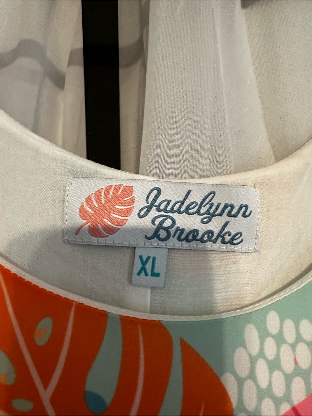 Jadelynn Brooke Lightweight Tropical Tie-Shoulder Dress in Aqua & Orange - Picture 5 of 8